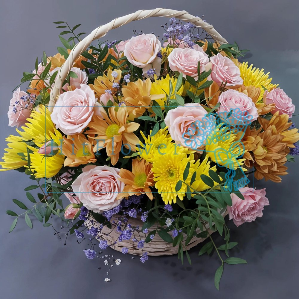 Цветочная композиция из Розы и Хризантемы